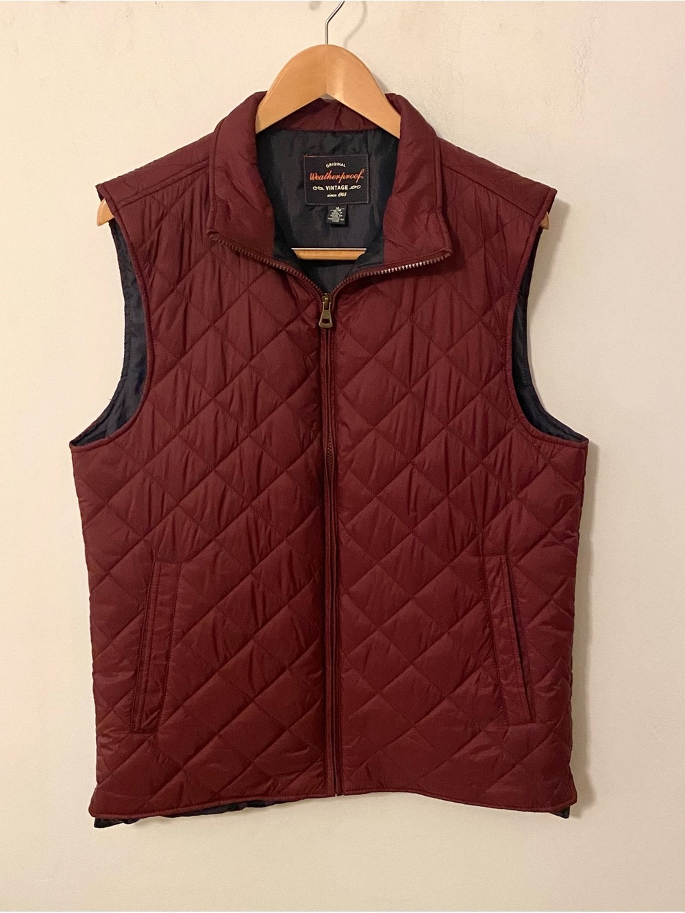 Weatherproof Men’s Diamond Quilted Vest - Burgundy